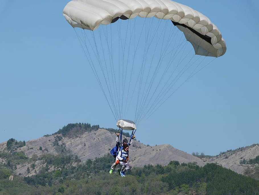 Paratrooper, Jump, Double, Baptism, landing, flying, adventure HD wallpaper