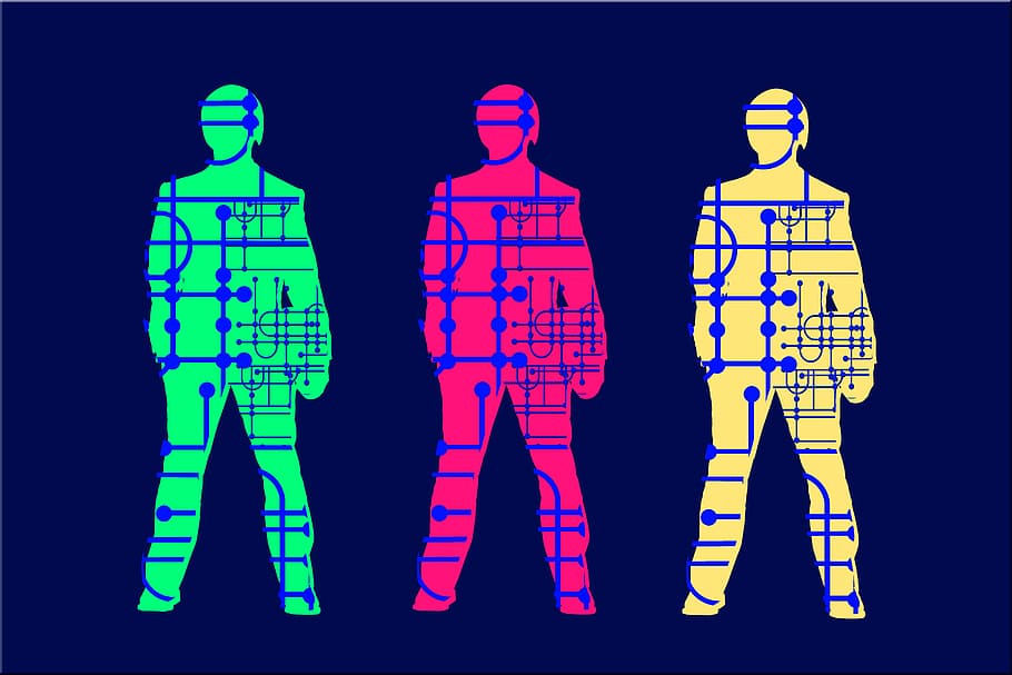 three painting of human illustrations, digitization, board HD wallpaper