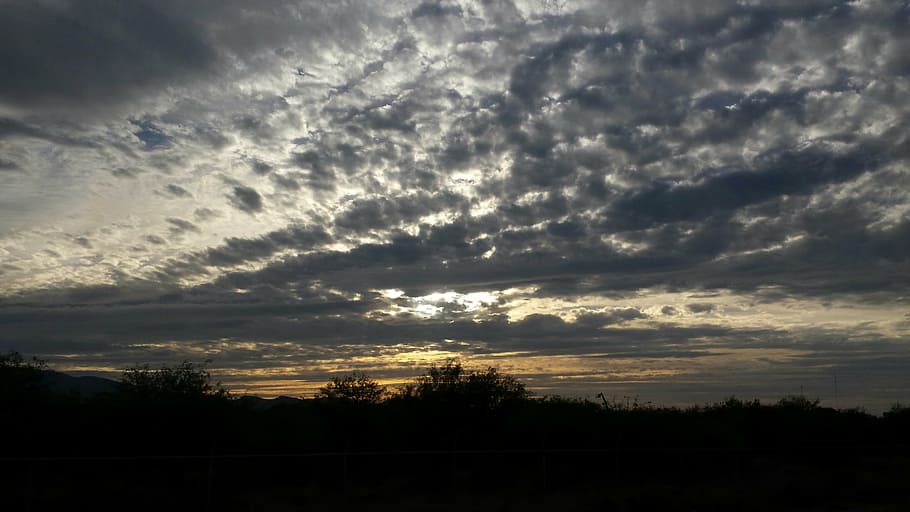 sunset, gray, clouds, sky, outdoors, nature, cloud - sky, tranquility HD wallpaper