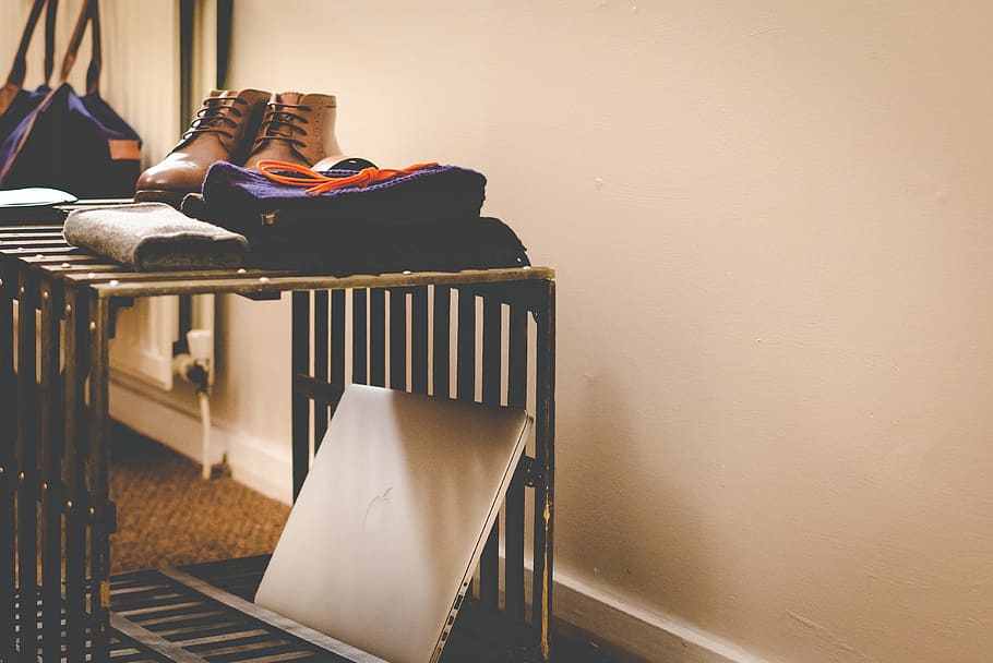 table, shoes, boots, sole, fashion, laptop, macbook, apple HD wallpaper