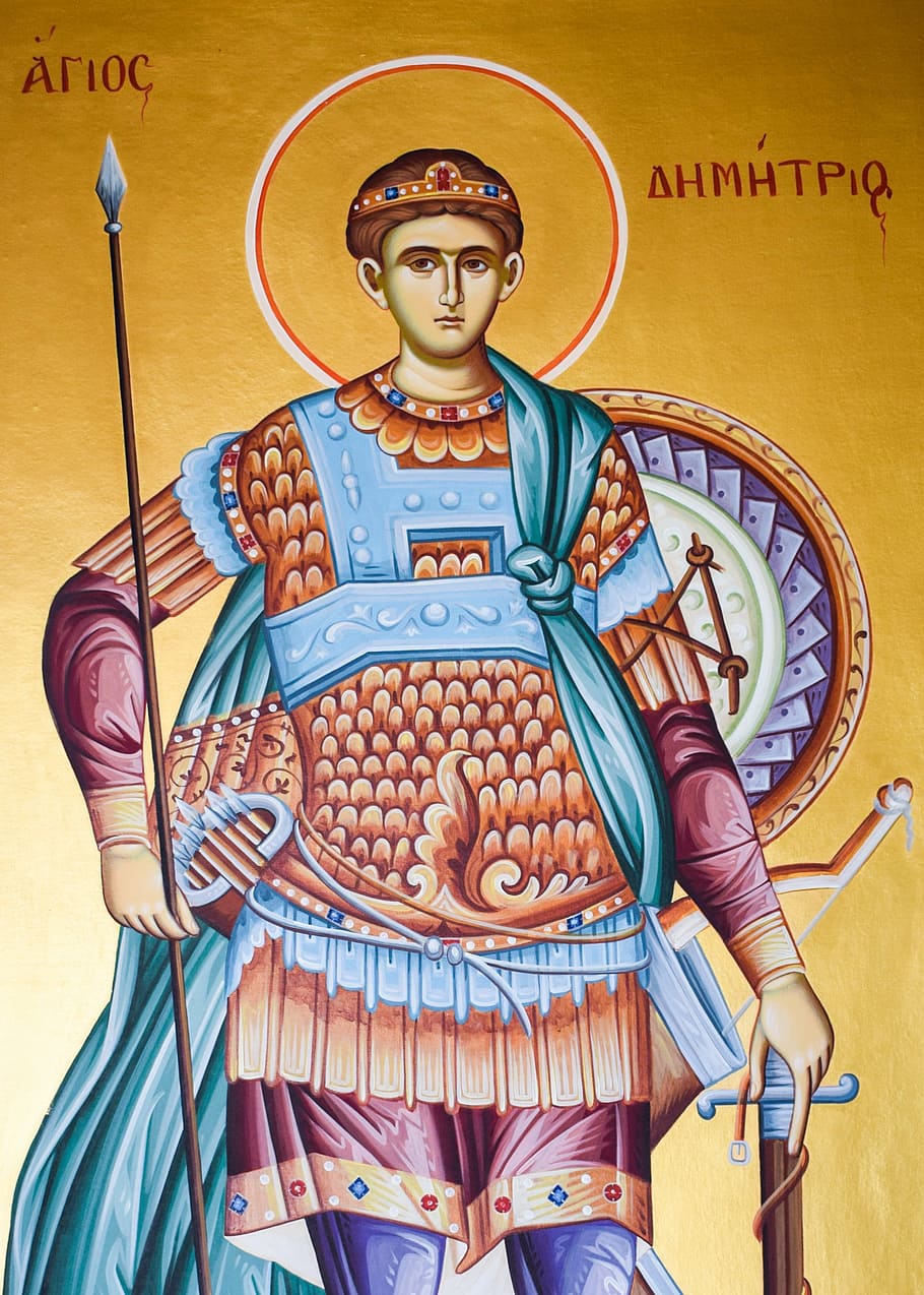 st demetrius, saint, iconography, painting, byzantine style, HD wallpaper