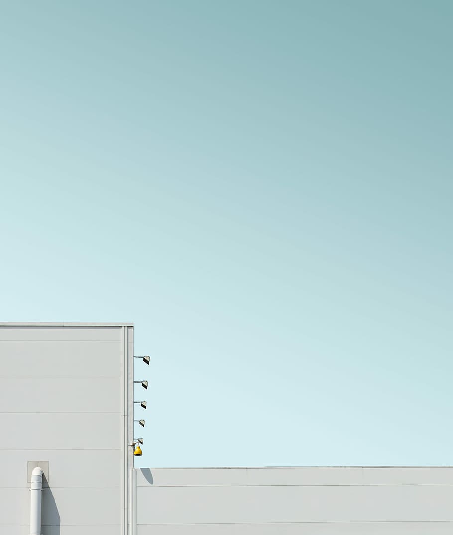 white concrete building under blue sky, untitled, facade, front, HD wallpaper