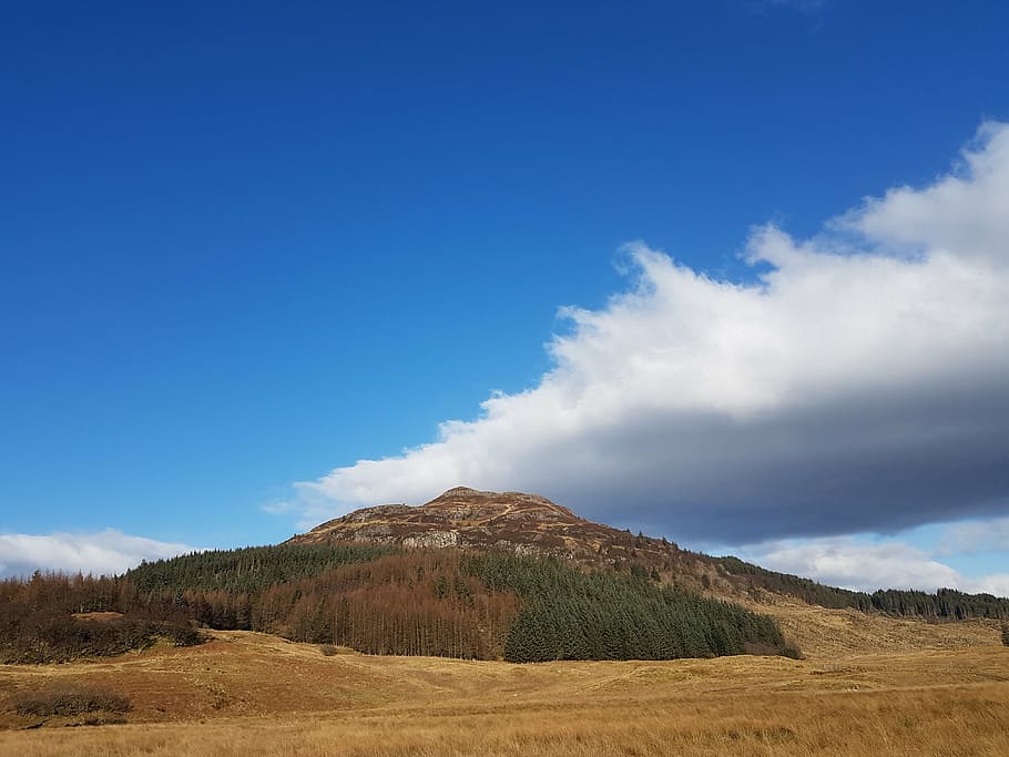scotland, mountain, field, sky, cloud - sky, environment, landscape HD wallpaper