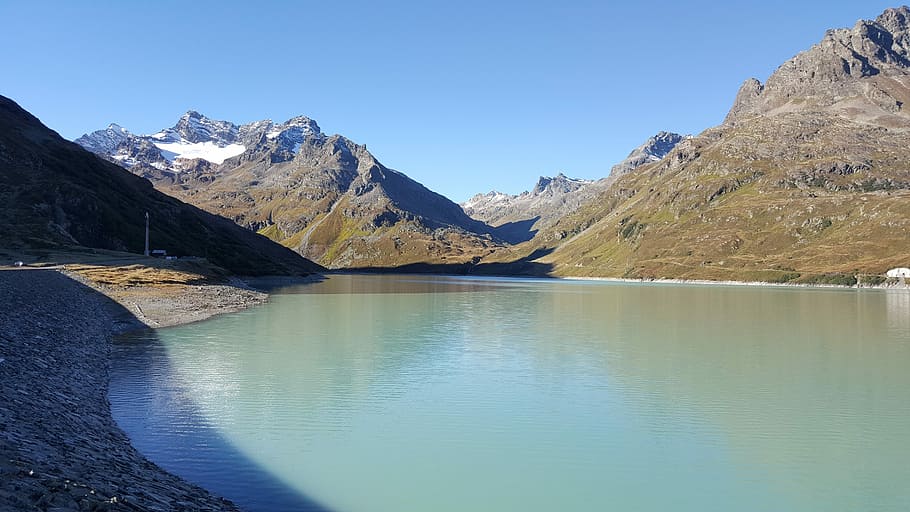 silvrettasee, austria, reservoir, water, mountain, lake, scenics - nature HD wallpaper
