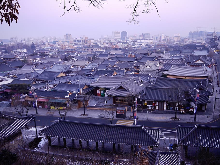 Jeonju, Traditional, City, Korea, Dawn, traditional city, town, HD wallpaper