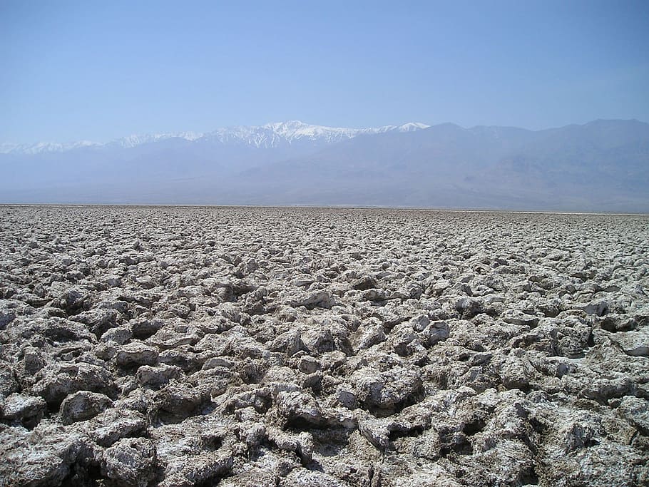 photo of gray stones, salt lake, usa, death valley, desert, dry