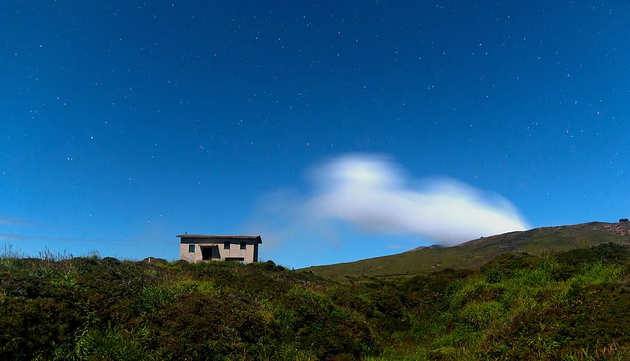 sky, night, cloud, star, blue, aso, japan, kumamoto, mountain HD wallpaper