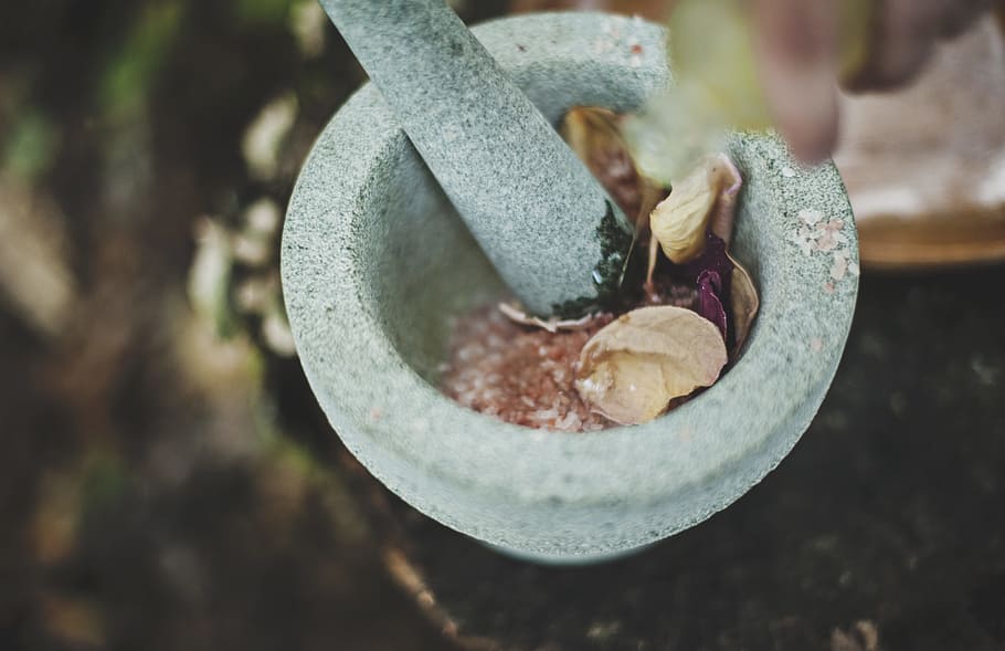 gray ceramic mortar and pestle, gray mortar and pestle, Alchemy HD wallpaper