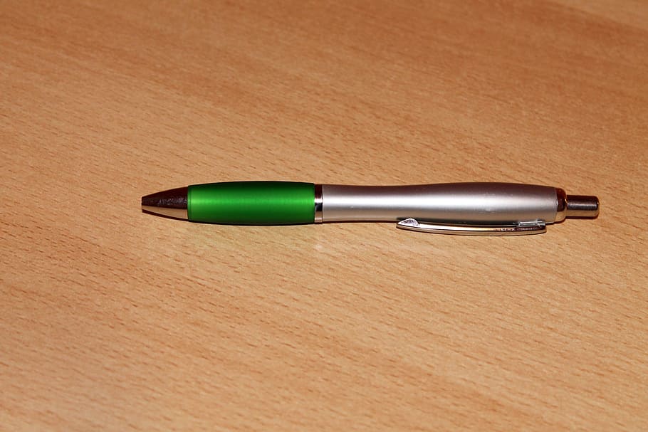 pen, green, silver, writing tool, single Object, close-up, indoors HD wallpaper