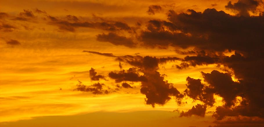 sky, clouds, sunset, nature, orange color, no people, beauty in nature HD wallpaper