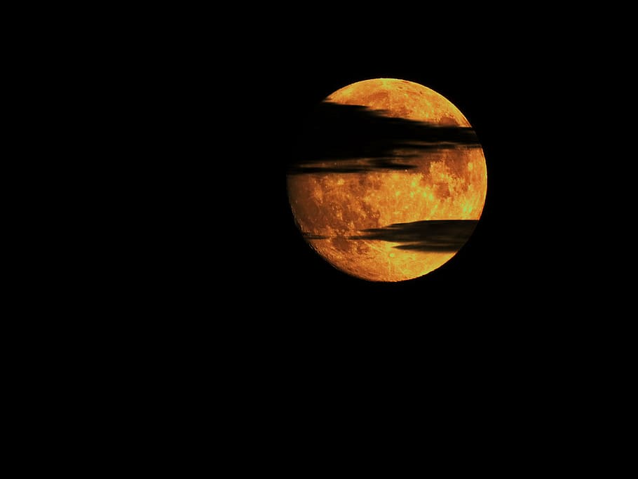 moon, night, clouds, night photo, sky, black clouds, space HD wallpaper