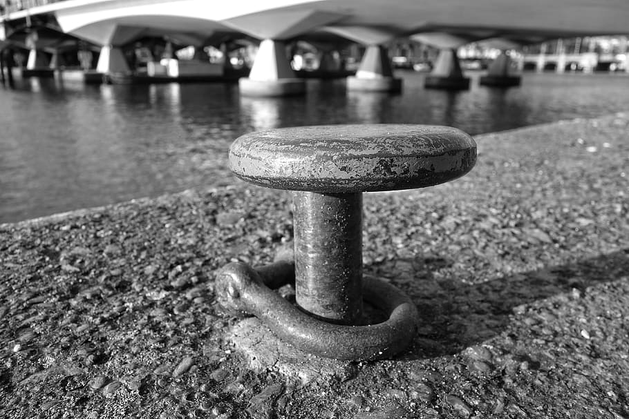 bollard, mooring, boat, nautical, quay, marine, maritime, tied, HD wallpaper