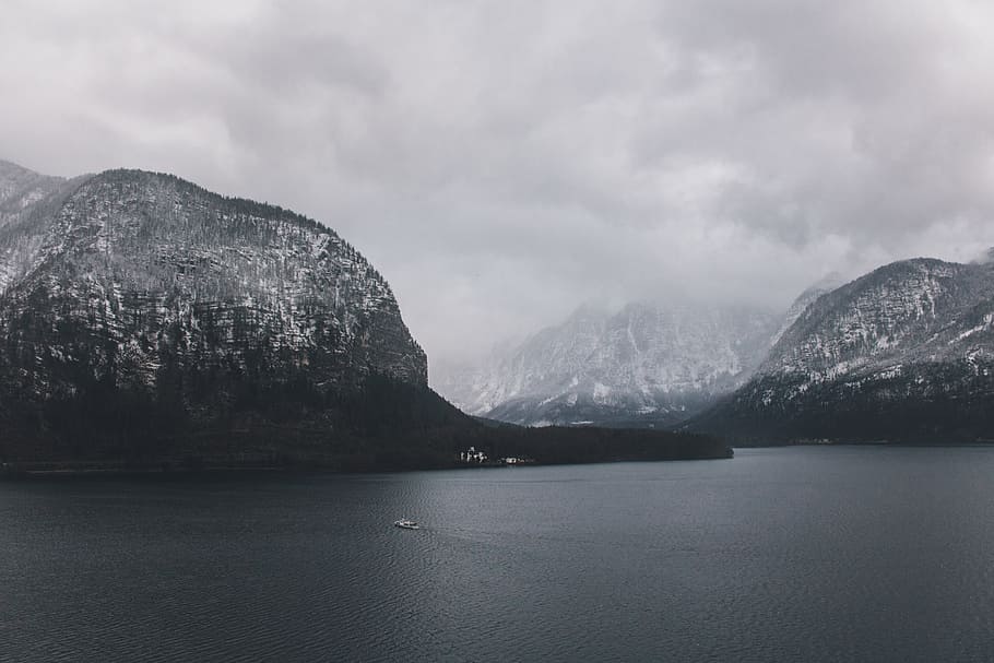 mountain surrounded by body of water, mountain and body of water HD wallpaper