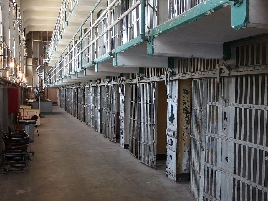 gray metal door, alcatraz, prison, in prison, maximum safety, HD wallpaper