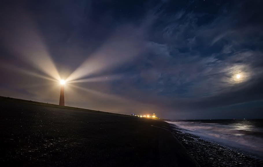 landscape photography of light house near body of water, lighthouse HD wallpaper
