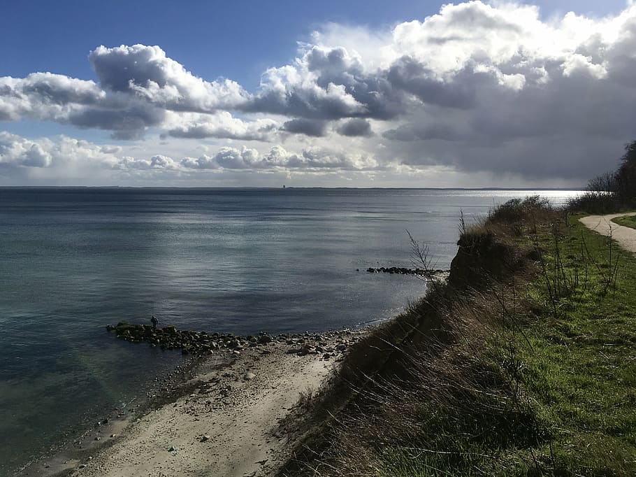 HD wallpaper: baltic sea, lübeck bay, coast, maritime, cliff, clouds ...