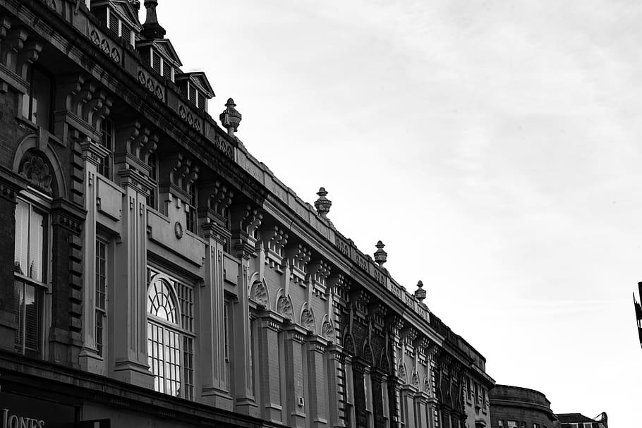 architecture, building, infrastructure, ancient, black and white HD wallpaper