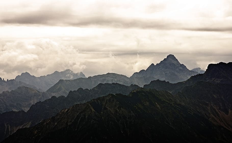 rocky mountain, mountains, mood, landscape, clouds, sky, alpine HD wallpaper