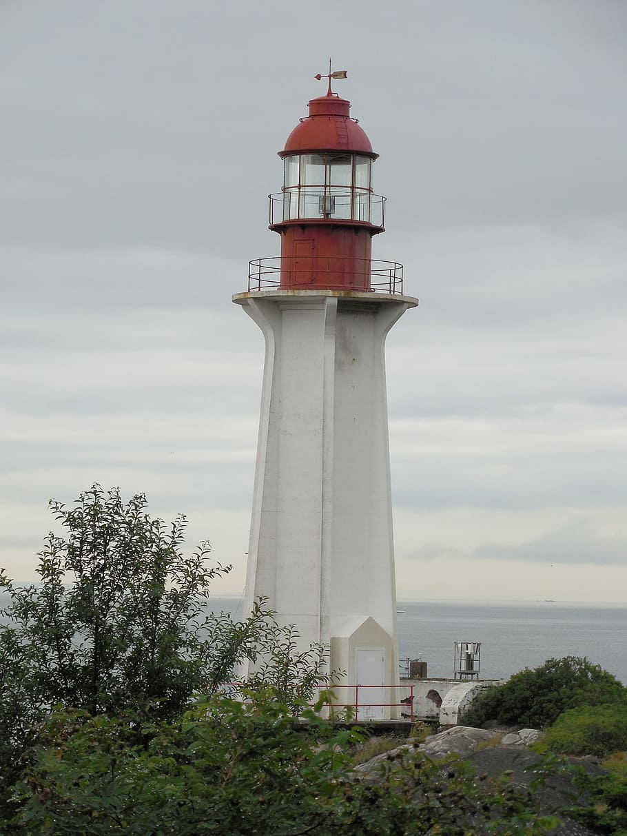 white and red lighthouse, light house, canada, beacon, california HD wallpaper
