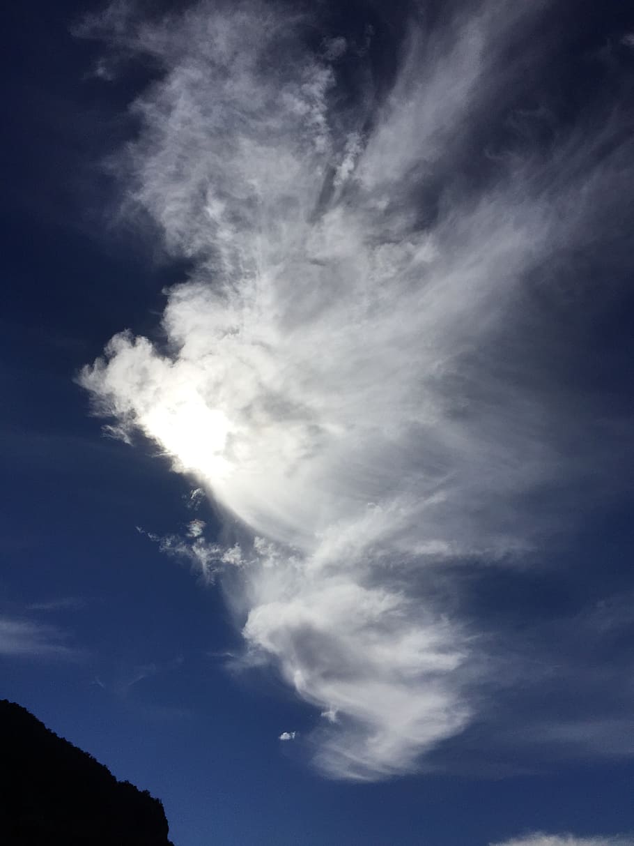 cloud, angel, sky, wings, angelic, religion, fantasy, blue HD wallpaper