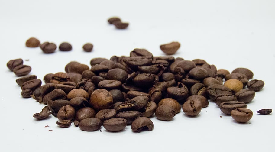 roasted coffee beans on surface, grains, brown, time for coffee HD wallpaper
