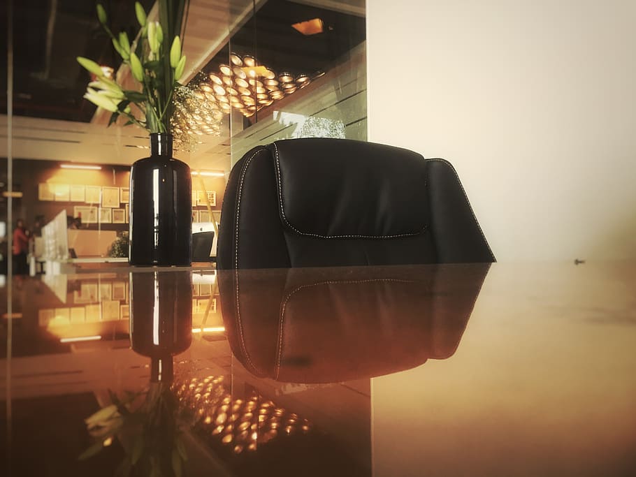 table, chair, interior, modern, window, indoors, reflection HD wallpaper