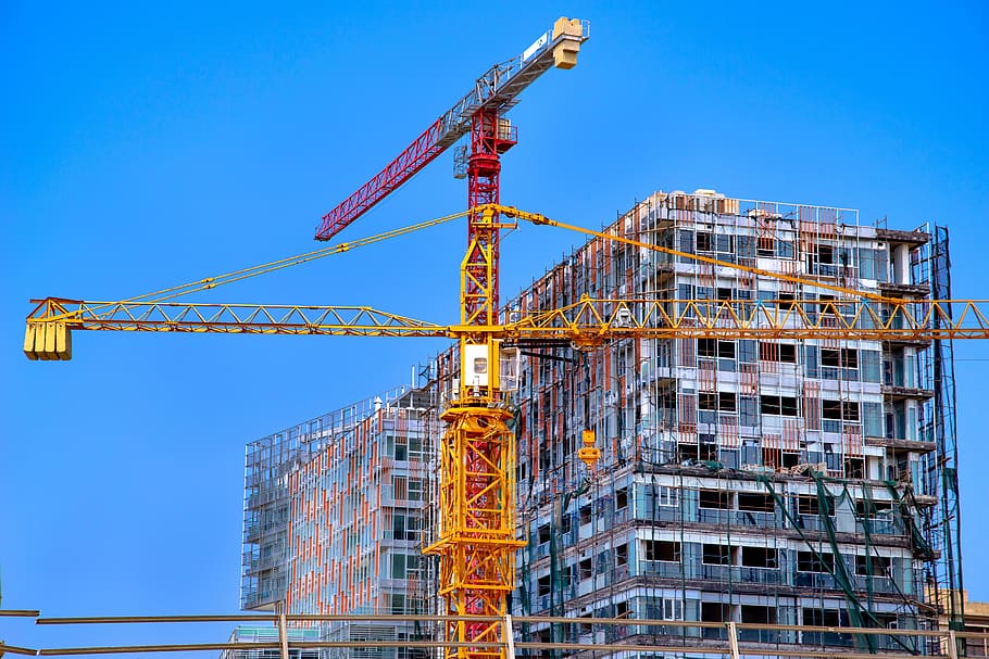 building, modern, worksite, crane, construction, architecture, HD wallpaper