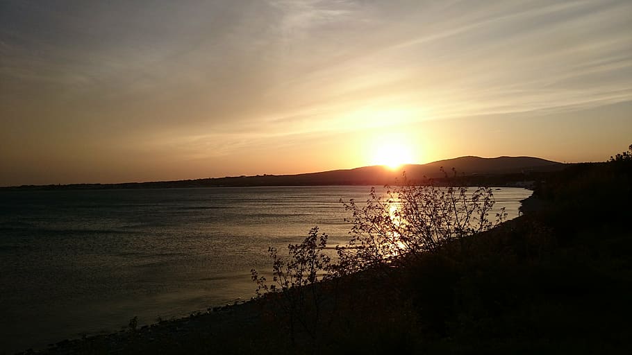 sunset, evening, sky, summer, clouds, nature, landscape, reflection HD wallpaper