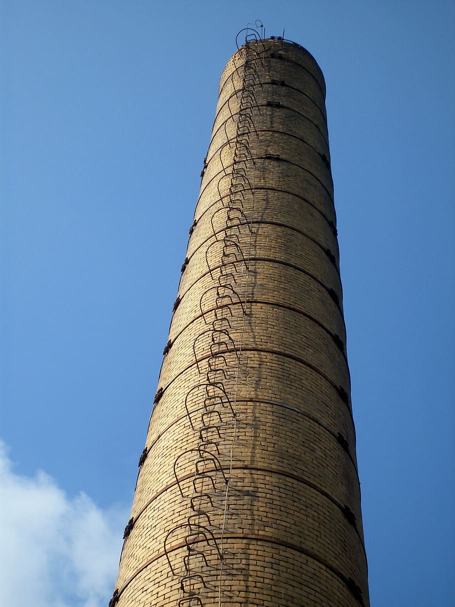 chimney, fireplace, high, building, industrial plant, sky, low angle view HD wallpaper