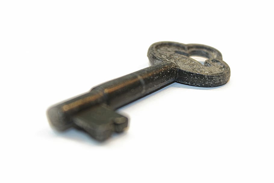Key, Vintage, Old, former, white background, cut out, single object HD wallpaper