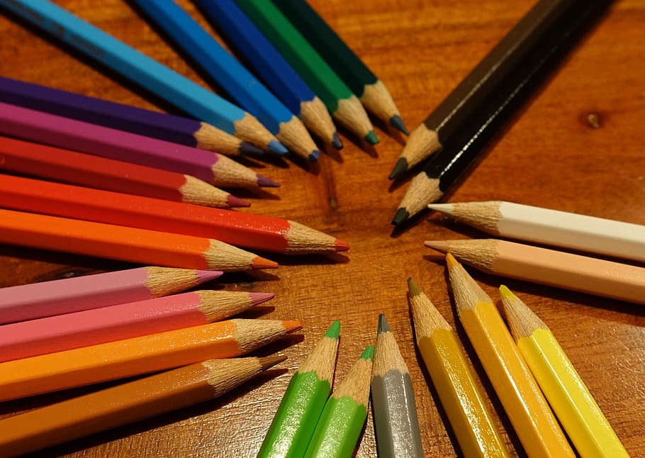 Colorful, Colored Pencils, Pens, pointed, draw, different colored crayons, HD wallpaper