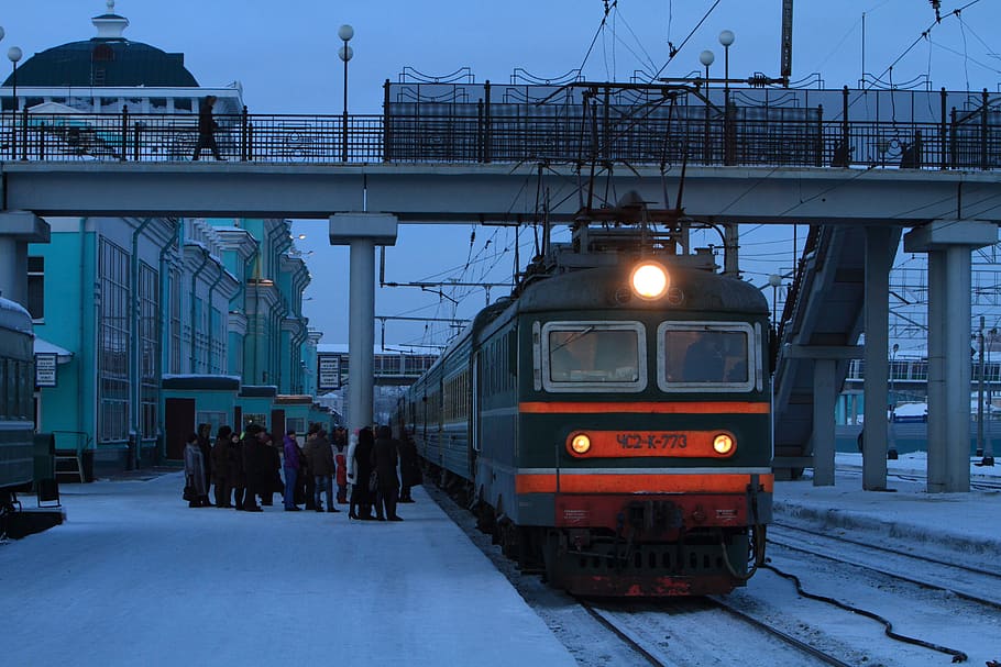 Railway, Electric Train, Rails, elektrichka, journey, winter HD wallpaper
