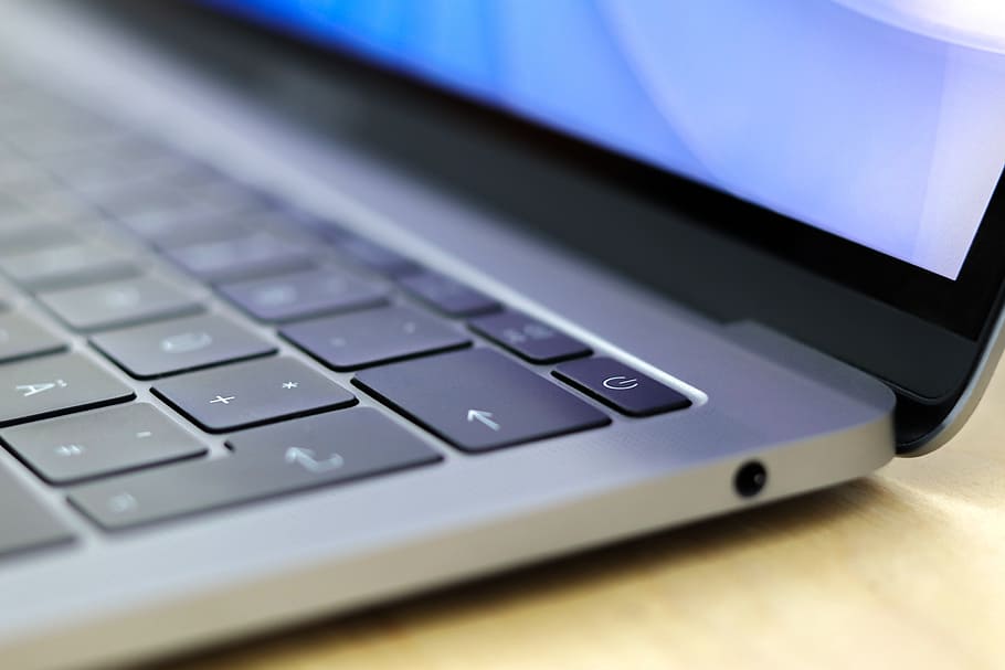gray laptop computer turned on, mac, apple, desktop, screen HD wallpaper