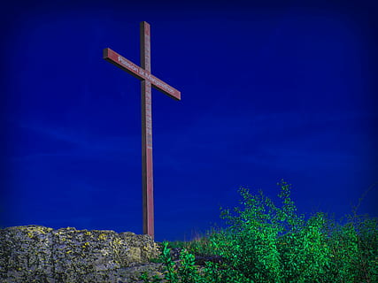 cross, mountain, good friday, blue, religion, belief, sky, nature HD wallpaper