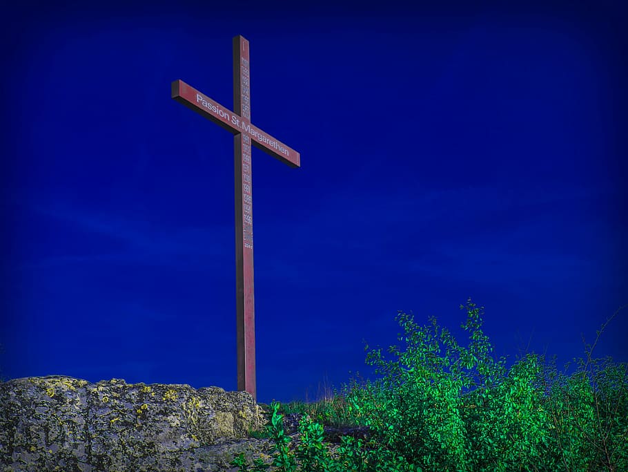 cross, mountain, good friday, blue, religion, belief, sky, nature HD wallpaper