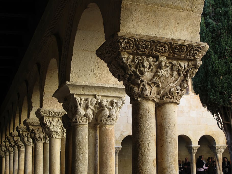 capitals, architecture, cloister, architectural column, the past HD wallpaper
