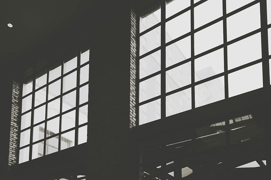 architecture, structure, construction, black and white, window HD wallpaper