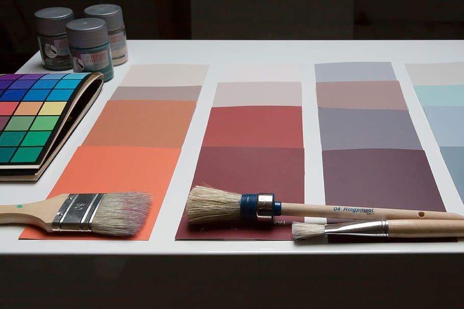 brown paint brush on white and orange paper, color patterns HD wallpaper
