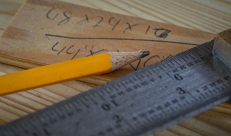 pencil, ruler, woodworking, drawing, write, tool, wooden, supplies, HD wallpaper