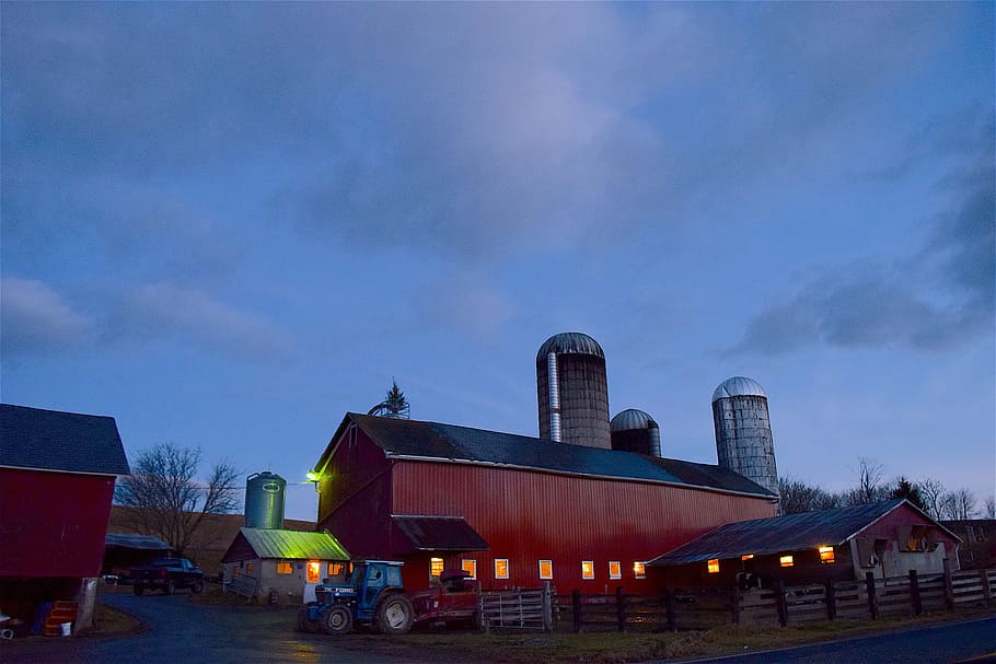 Barn, Sunrise, Lighting, Rural, Country, sky, farm, agriculture HD wallpaper
