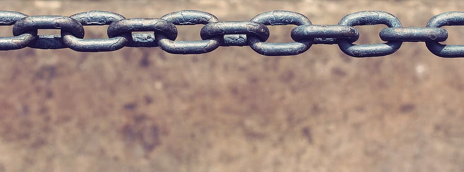 closeup photo of gray metal chain, iron, links of the chain, connection, HD wallpaper