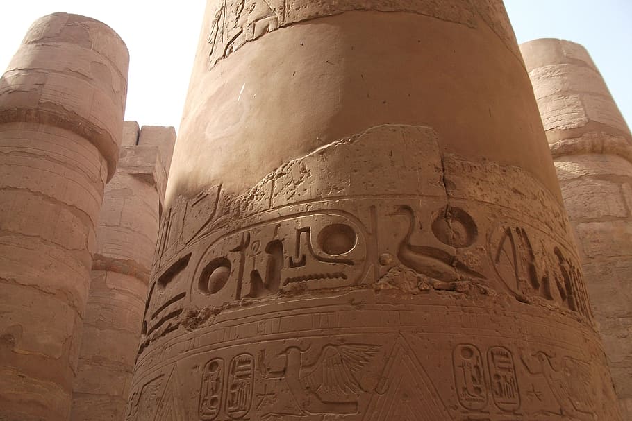 low-angle photo of monolith, egypt, columnar temple, pillar HD wallpaper