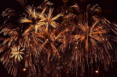 brown fireworks during night time, flame, firecracker, festival HD wallpaper