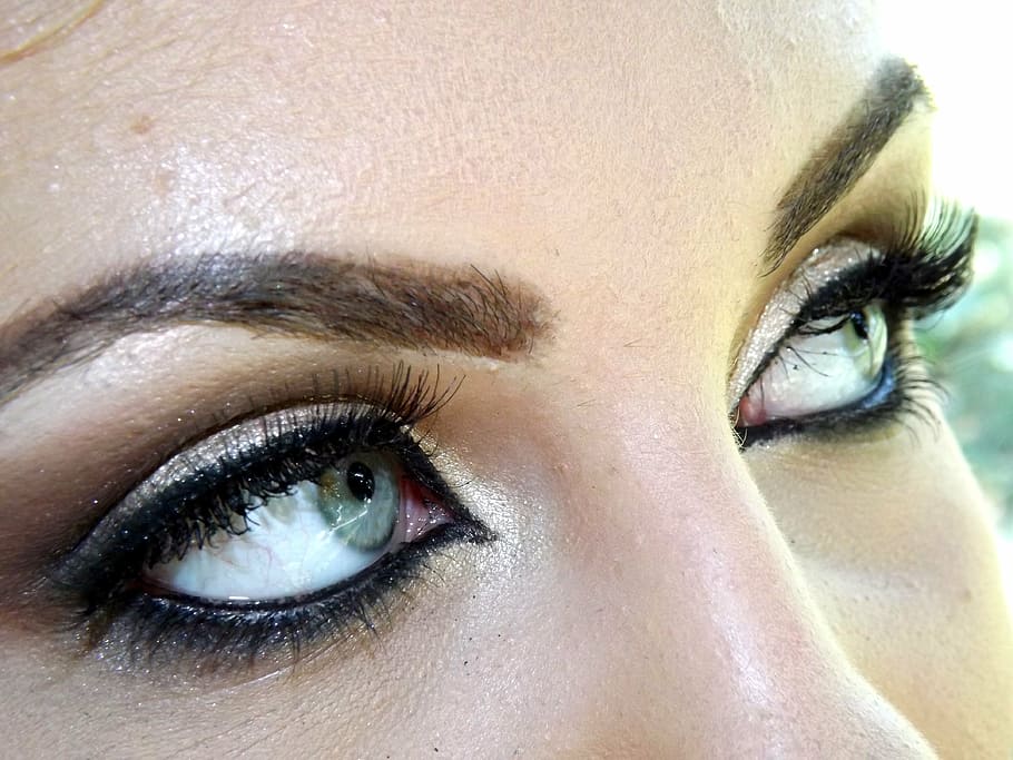 women's black eyebrow, blue, gene, seductive, makeup, eyelash HD wallpaper