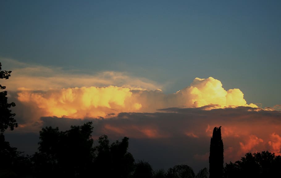 cloud, bank, layers, cumulus, glowing, luminous, orange, yellow HD wallpaper