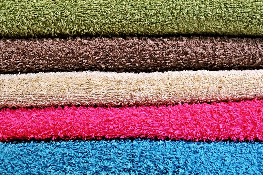 several assorted-color textiles, background, towels, colorful, HD wallpaper