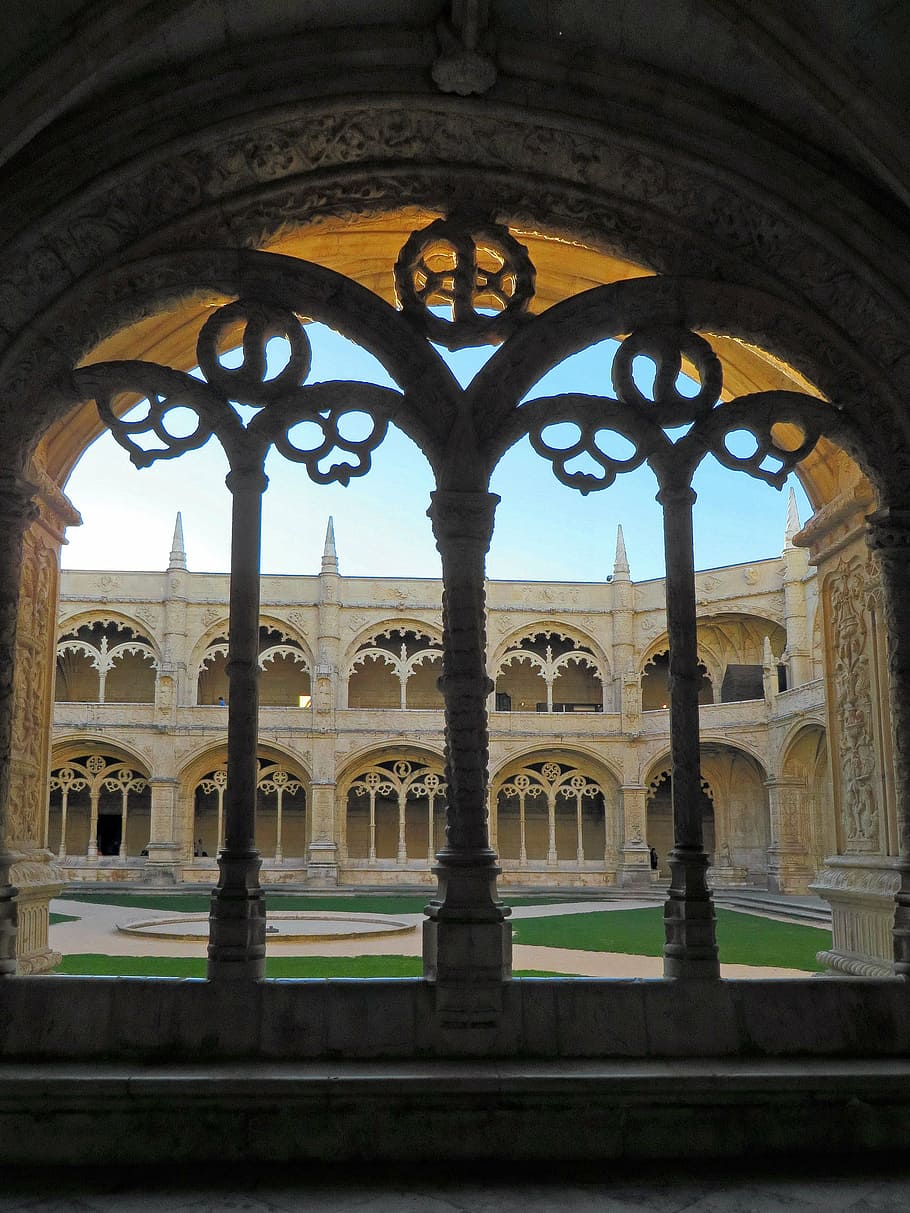 HD wallpaper: portugal, lisbon, monastery, hieronymite, arcades, column, cloister - Wallpaper Flare
