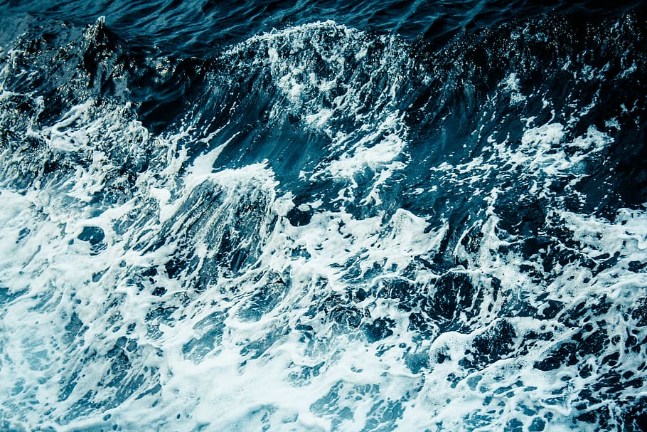 aerial photography of sea waves, aerial view of ocean wave, foam HD wallpaper