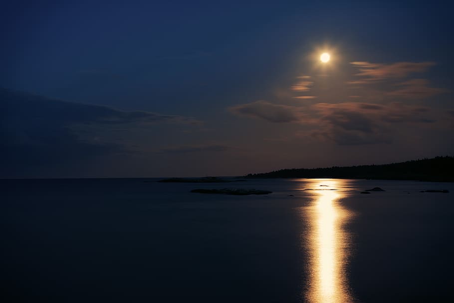 moon, baltic, fold, sky, water, tranquility, scenics - nature HD wallpaper