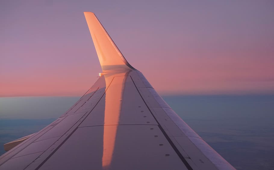 aerial photography of white plane wing and clouds, reflection HD wallpaper